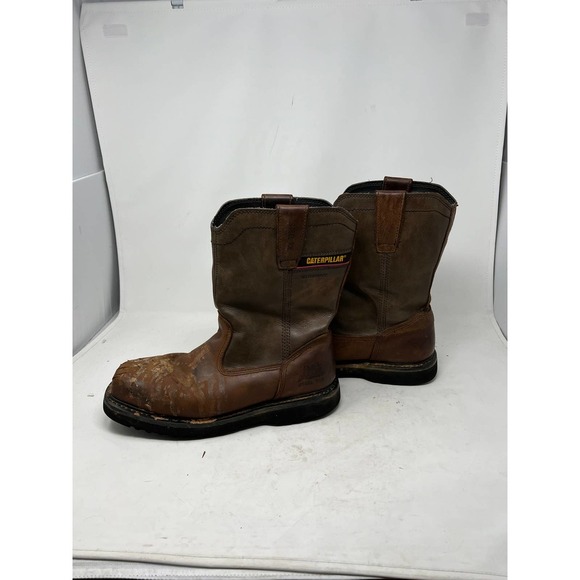 Cat Men's Hudson EH Steel Toe Cowboy Work Boots Mens 9.5 - Picture 3 of 9